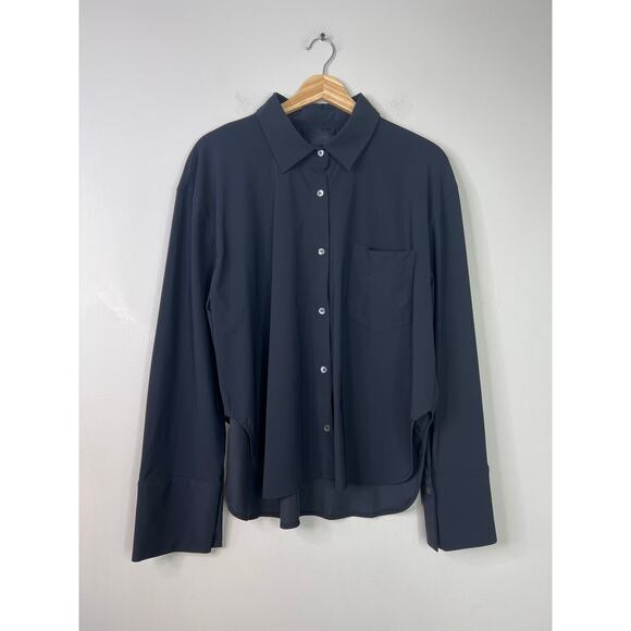 NEW Ona Lightweight Long Sleeve Button Down Oversized Shirt in Black Small - Picture 2 of 7